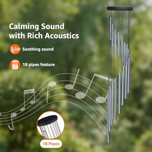 Image of amazon basics Handcrafted Designer Wind Chimes for Balcony & Home Decor | Soothing Sound | Metal Hanging Showpiece | Gift for Housewarming | Color: Silver | Material: Aluminum | Size: 60L x 12W x 12H cms