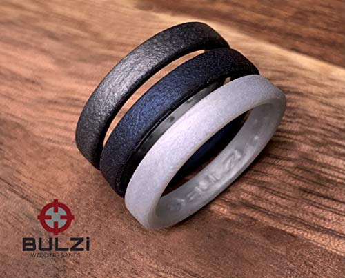 BULZi Wedding Bands, Massaging Comfort Fit Hammered Finish Silicone Ring with Airflow2