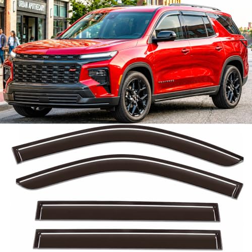 Image of 2024-2026 Tape-On Rain Guards for Chevrolet Chevy Traverse Side Window Visor Deflectors Extra Thick Shade LS LT Z71 High Country RS 2025