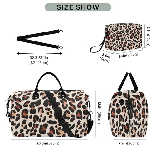 Classic Leopard Print Travel Duffel Bag, Shoulder Weekender Overnight Bags - Large Gym Bag with Wet Pocket2