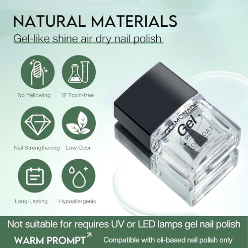 Top Coat Esmalte transparente: esmalte de secagem rápida sem lascas alto brilho brilhante de longa d