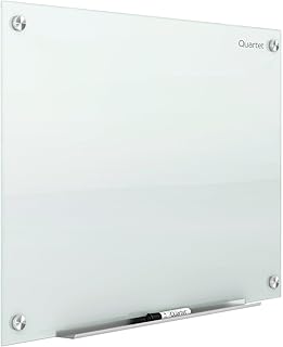 Quartet Magnetic Glass Dry Erase White Board, 48''W x 36''H Whiteboard, ...