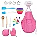 FUQUN Set da Cuoco per Bambini, 24 Pezzi Set da Cucina per Bambini da Bambino Gioco di Ruolo Costume da Cuoco con Grembiule, Cappello da Cuoco, Stampi per Cupcake in Silicone per Regalo per Bambini