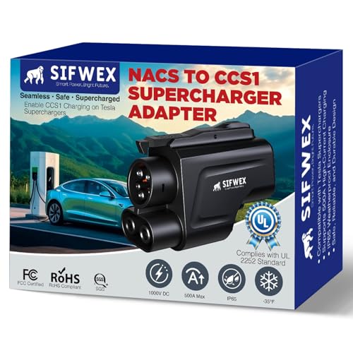 SIFWEX NACS to CCS1 Adapter | UL2252 Standard Tested (SGS Verified) | 500A 250kW Fast Charging | Enables CCS1 EVs to Use Tesla Supercharger | Portable EV Charger Adapter (NOT Work for Home Charging)