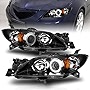 AmeriLite for 2004-2009 Mazda 3 4-Door Sedan Xtreme LED Halos Projector Black Replacement Headlights Pair - Passenger and Driver Side