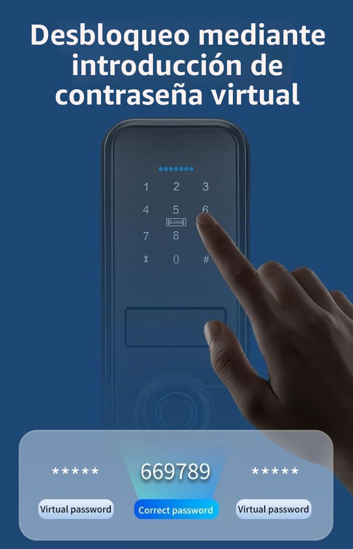 Smart Lock, Keyless Entry with Sleek Matte Black Handle, Electronic Keypad Deadbolt,Fingerprint & Touchscreen Keypad, Biometric Bluetooth Smart Lock for Front Door