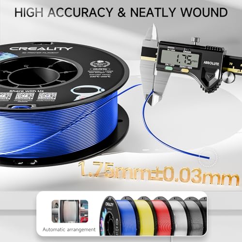 Image of CREALITY PETG Filament 1.75mm 3D Printer Filament, 1kg (2.2lb) Neatly Wound Spool, Dimensional Accuracy ±0.03mm, Fit for Ender, Bambu Lab, Anycubic,ELEGOO FDM Printers, Blue