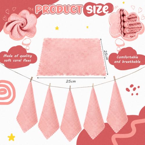 Image of Handepo 100 Pack Baby Washcloths Bulk 10 x 10 Inch Microfiber Coral Fleece Baby Face Towels Absorbent and Soft Wash Cloths for Newborns Infants and Toddlers(Pink)