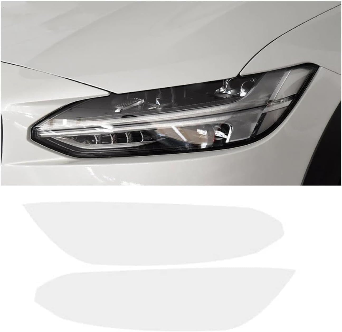 SamLng Car Front Light Film for Volvo V90 2017-2024 Light Controlled TPU Car Front Headlamp Protection Film Color Changing Car Headlight Film TPU Lamp Film Precut Headlight Protective Film