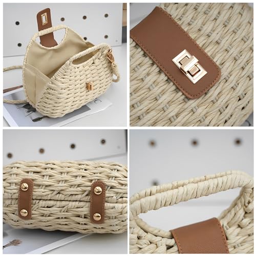 Boho Crossbody Bag for Women, Summer Straw Handbags, Beach Straw Purse Shoulder Handbag for Vacation3
