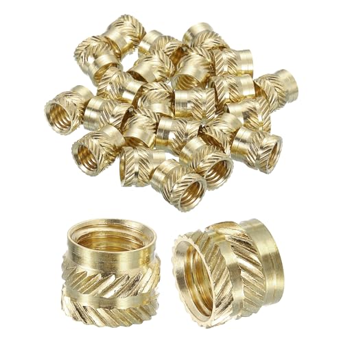 Sourcing Map Knurled Insert Nuts, 25pcs M8 x 8mm L x 10mm OD 3D Printing Brass Female Threaded Inserts, Heat Set Embedment for Printing
