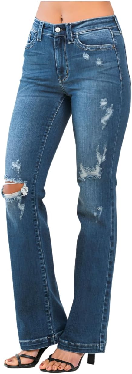 Judy Blue Mid Rise Distressed Bootcut Jeans - Image 6