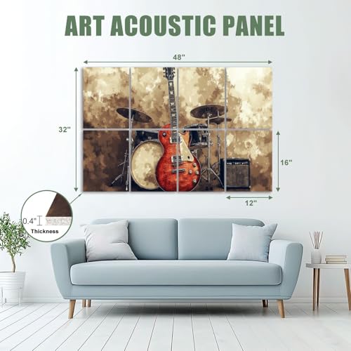 Paneles acústicos decorativos VVLUXIDECO de 8 piezas, 48"x32", panel autoadhesivo de fibra de poliéster para control de sonido en estudios y oficinas miniatura 2