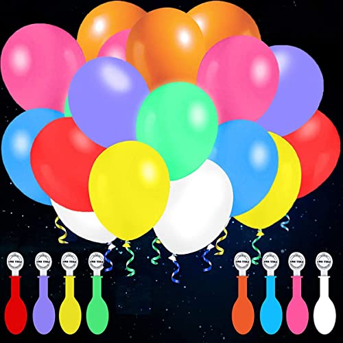 MonqiDirect Monqi 25pcs Ballons Lumineux LED, 12'' Ballons Gonflables Décoration Lumineuse, Ballon Led Lumineux Mariage, Ballons Deco Anniversaire Soirée Partie(Multicolore)