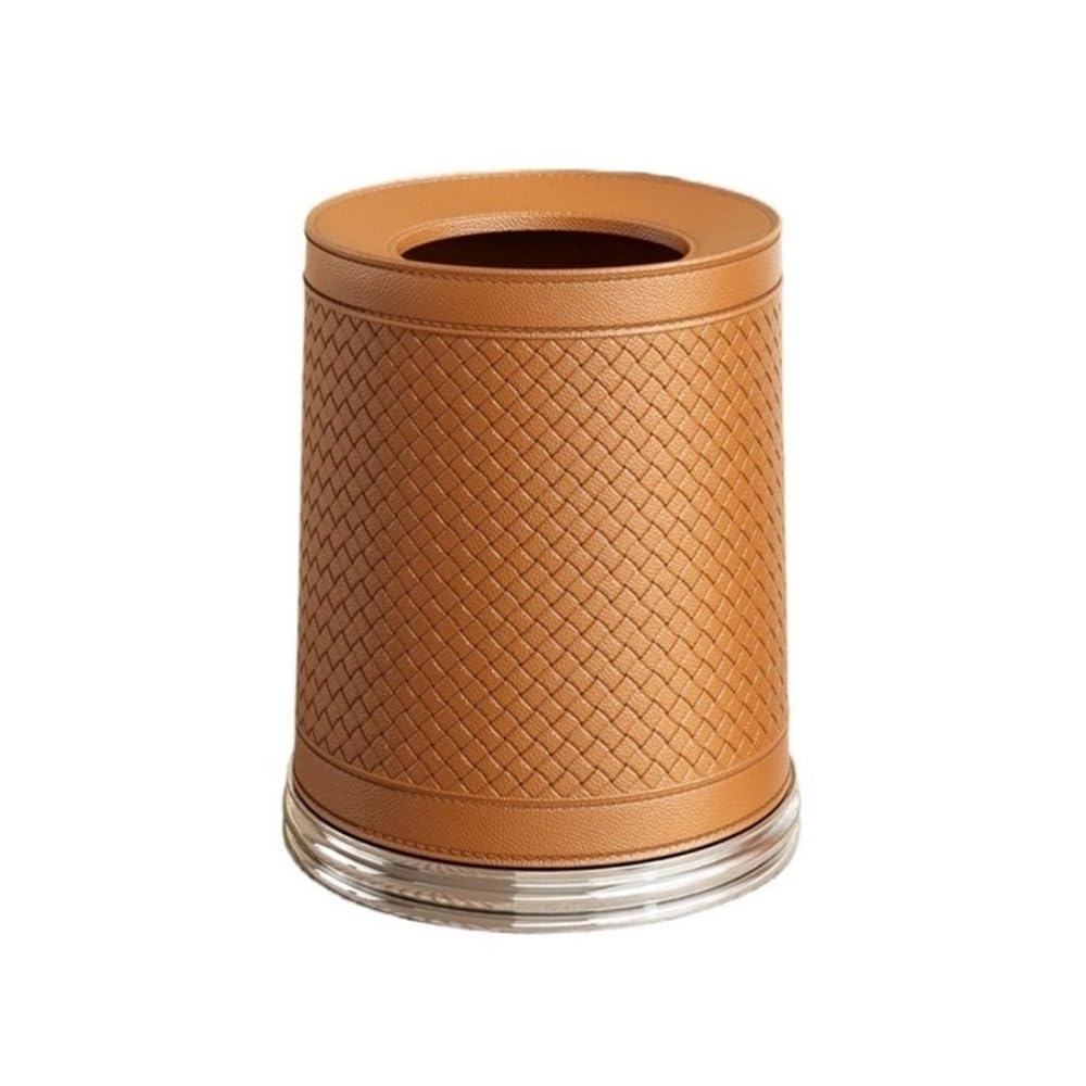 Bathroom Trash Can Faux Leather Textured Trash Can Vintage Style Office Garbage for Kitchen for Toilet Bedroom Office
