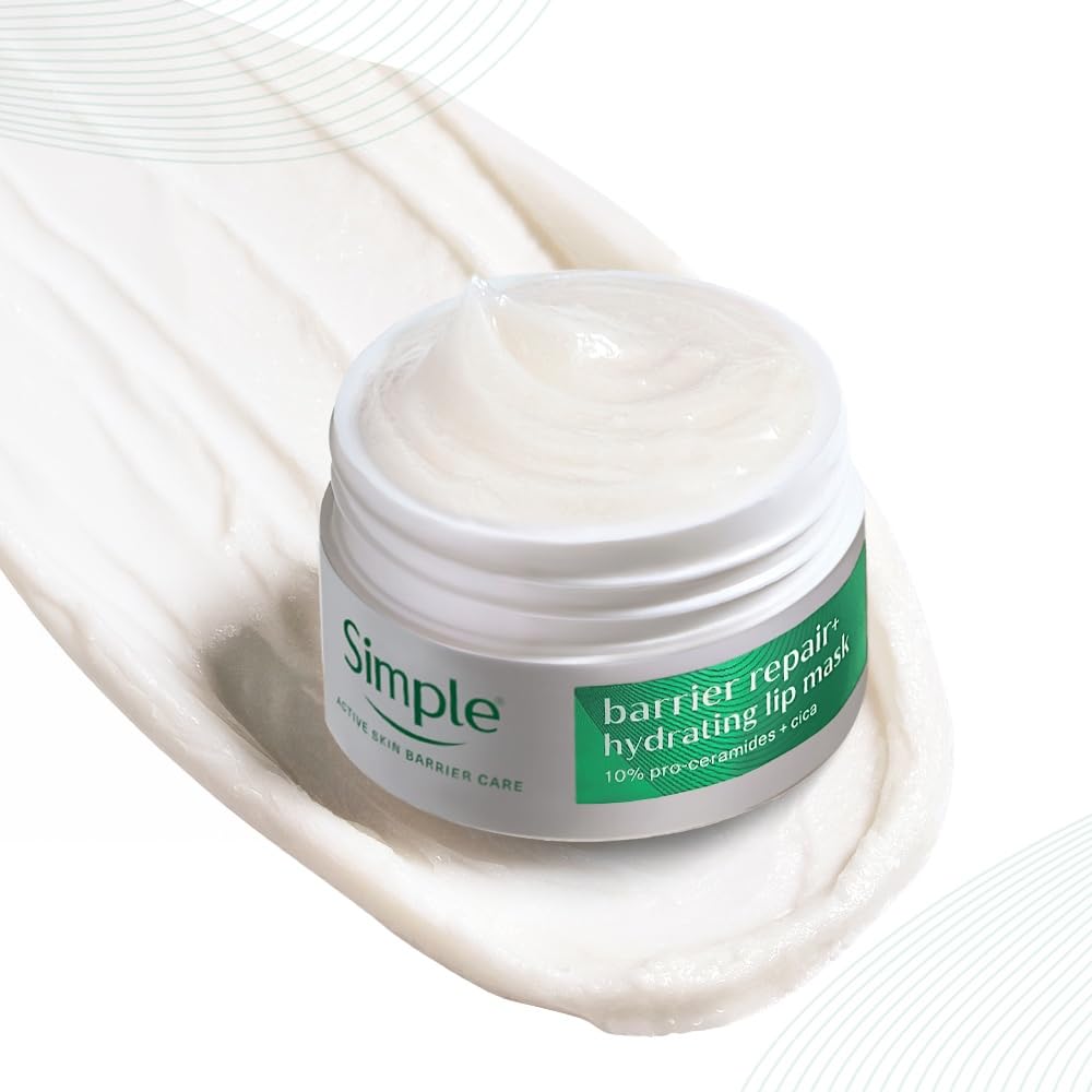 Simple Barrier Repair+ Hydrating Lip Mask, with 10% Pro-Ceramides, Lip Balm, for Dry Sensitive Lips, Fragrance Free, 12g-image-1