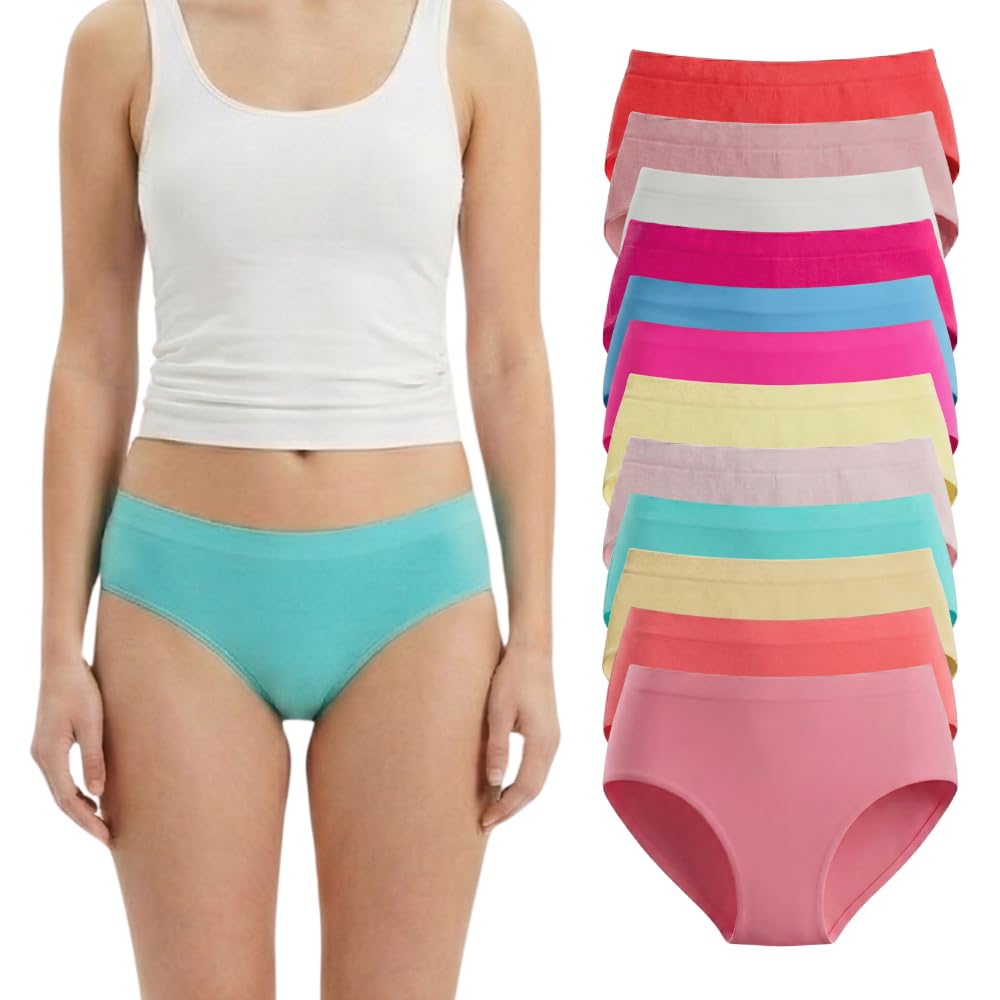 idolika - Pack 12 - Braguitas niña - Bragas niña - Sin Costuras y elasticas - Desde 2 a 16 años - 1