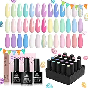 Beetles Gel Nail Polish Kit 20 Colors with 3Pcs Base Gel Glossy Matte Top Coat 2023 Spring Summer Pastel Girly Colors Gel Polish Set Macaroon Bright Nail Art Solid Sparkle Glitters Colors for Girls Wo