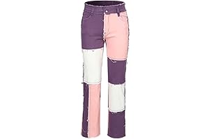 Women's Patchwork Straight Leg Jeans