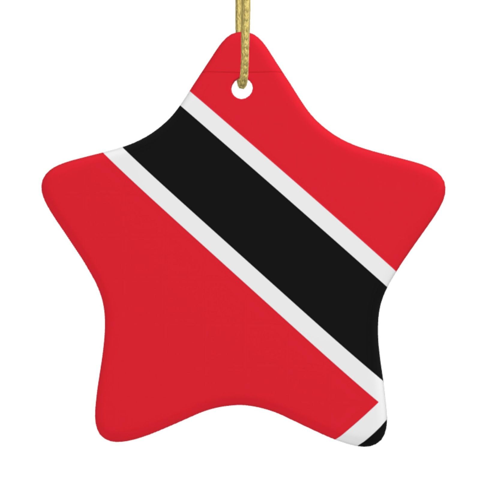 Whjshop White Flag Of Trinidad And Tobago Printing Holiday Indoor Christmas Decoration Pentagram Ceramic Durable Party Gift