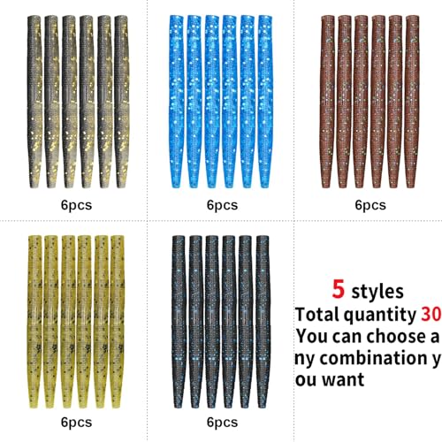 Lilureena Kit de iscas macias Senko Worms Fishing de 7 cm de plástico para pesca de robalo para Wack