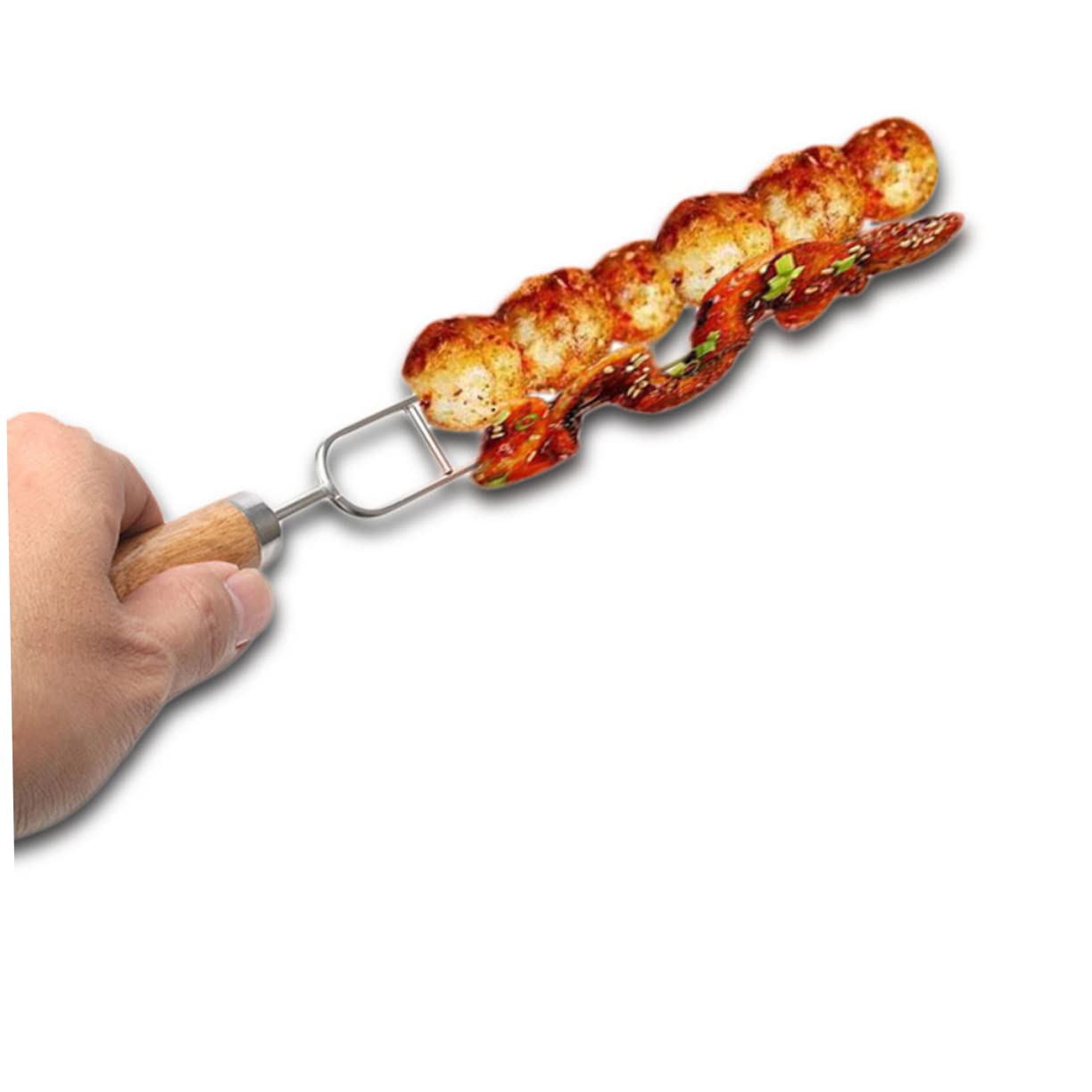 Hemobllo 10pezzi Spiedini in Acciaio Inox Con Custodia Manico in Legno Bastoncini Per Barbecue Lunghi e Antiscivolo Per Grigliate All Aperto e Campeggio Realizzati Con Finitura Liscia Per f