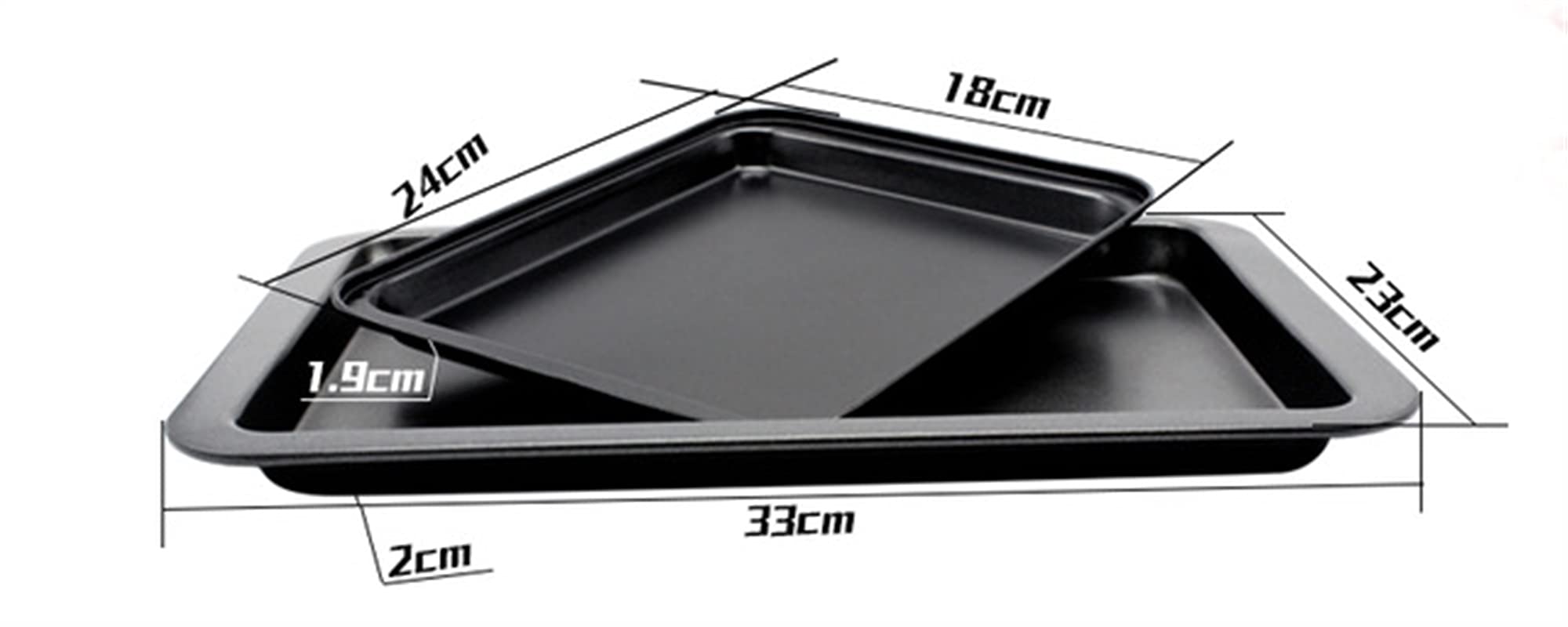 2 Teile/Satz Blech Kuchenform Antihaft Backblech Edelstahlplatte Backzubehör Backblech Set (Farbe : Gold) (Schwarz)