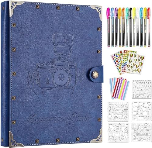 SEEHAN 8.5x11 Inch Leather Scrapbook Photo Album - Light Green, 60 Pages, With DIY Accessories Kit - View #2