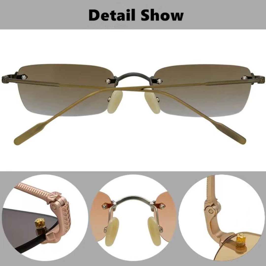 Gafas de sol de titanio sin montura para hombre y mujer, con protección UV400, de lujo