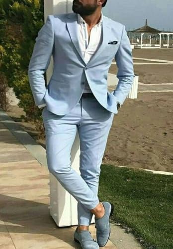 Men's Slim Fit 2-Piece Suits Business Formal Blazer Jacket Pant for Wedding Tuxedo Set4