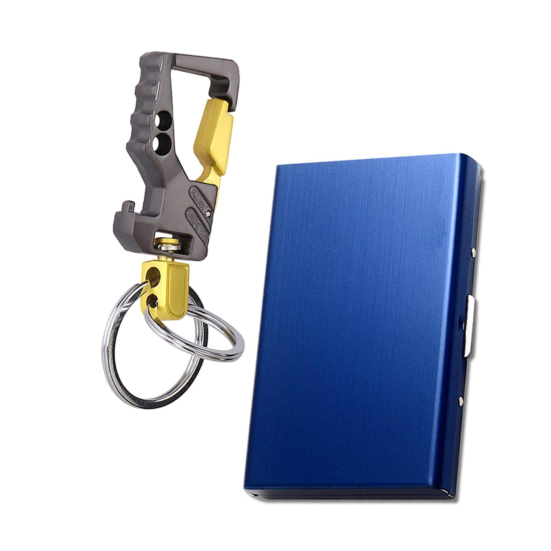 stealodeal Blue Metal Debit/Credit Card Holder with Heavy Duty Metal Keychain Unisex (Combo of 2)-picture-30