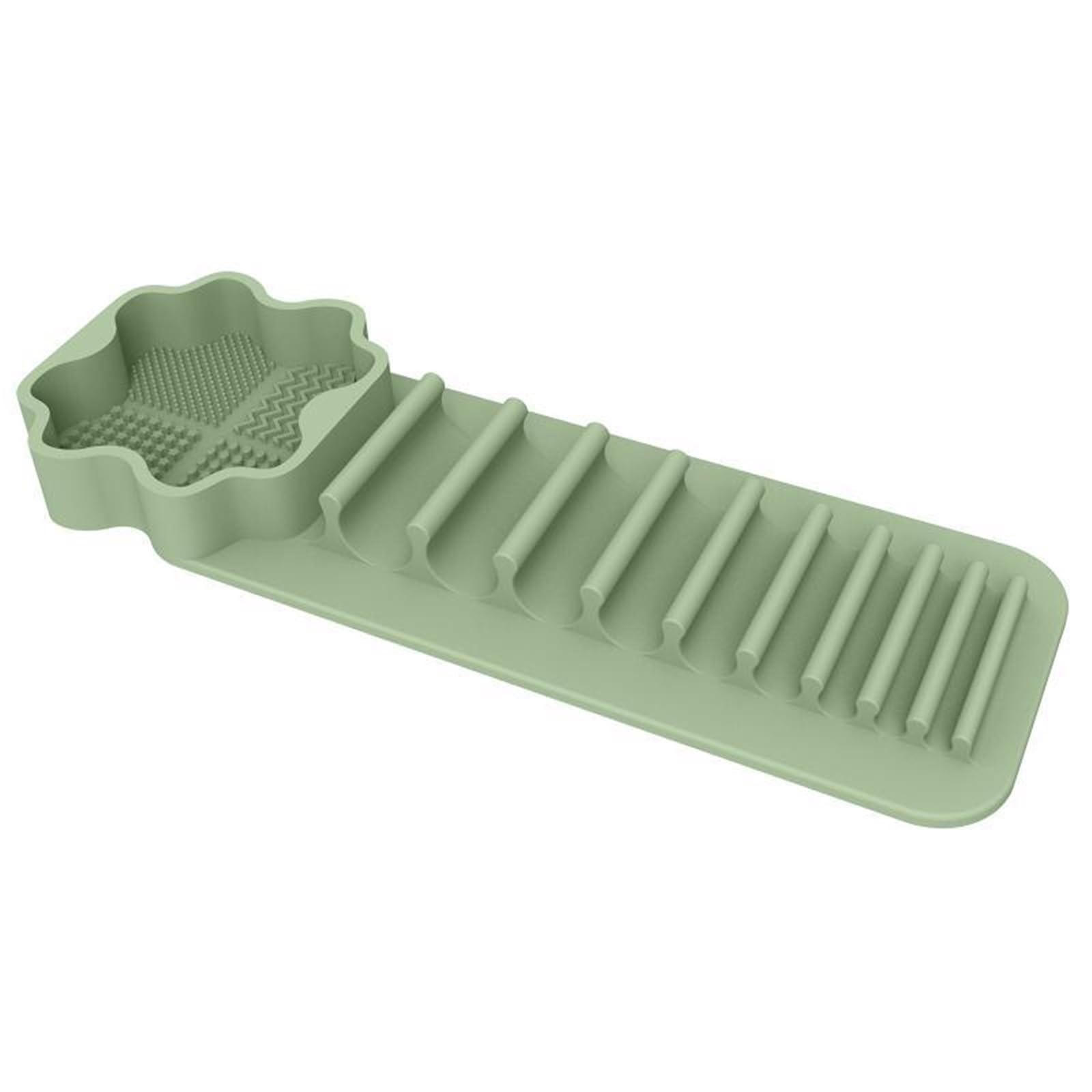 WLIHDB 2Pcs Makeup Brush Drying Rack Wall Mounted Suction Cup Silicone Cleaner Tool Cleaning for Makeup Brushes(Green)