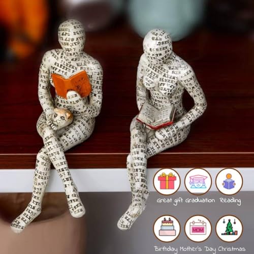 KIMISS Bookshelves Kids Grey Reading Figurine Resin - Image 2
