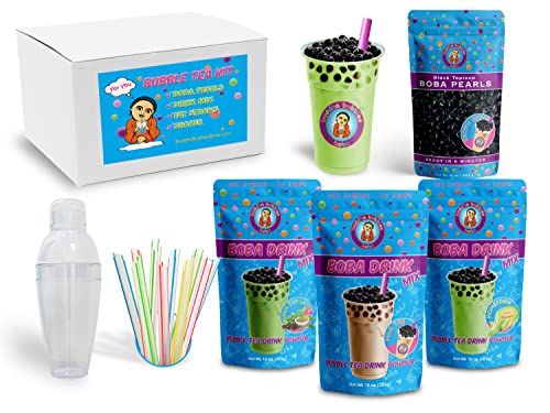 Honeydew, Milk Tea, Green Tea Matcha Latte - D.i.y. Jumbo Boba/Bubble Tea Kit/Gift Box By Buddha Bubbles Boba #TOP12