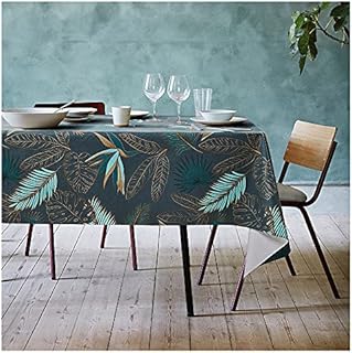 Amazon Brand - Umi PVC Tablecloth - Wipeable Clean Table Cloth, for Home Kitchen Party Picnic - Dark Green, Leaves (55 x 55 inch)