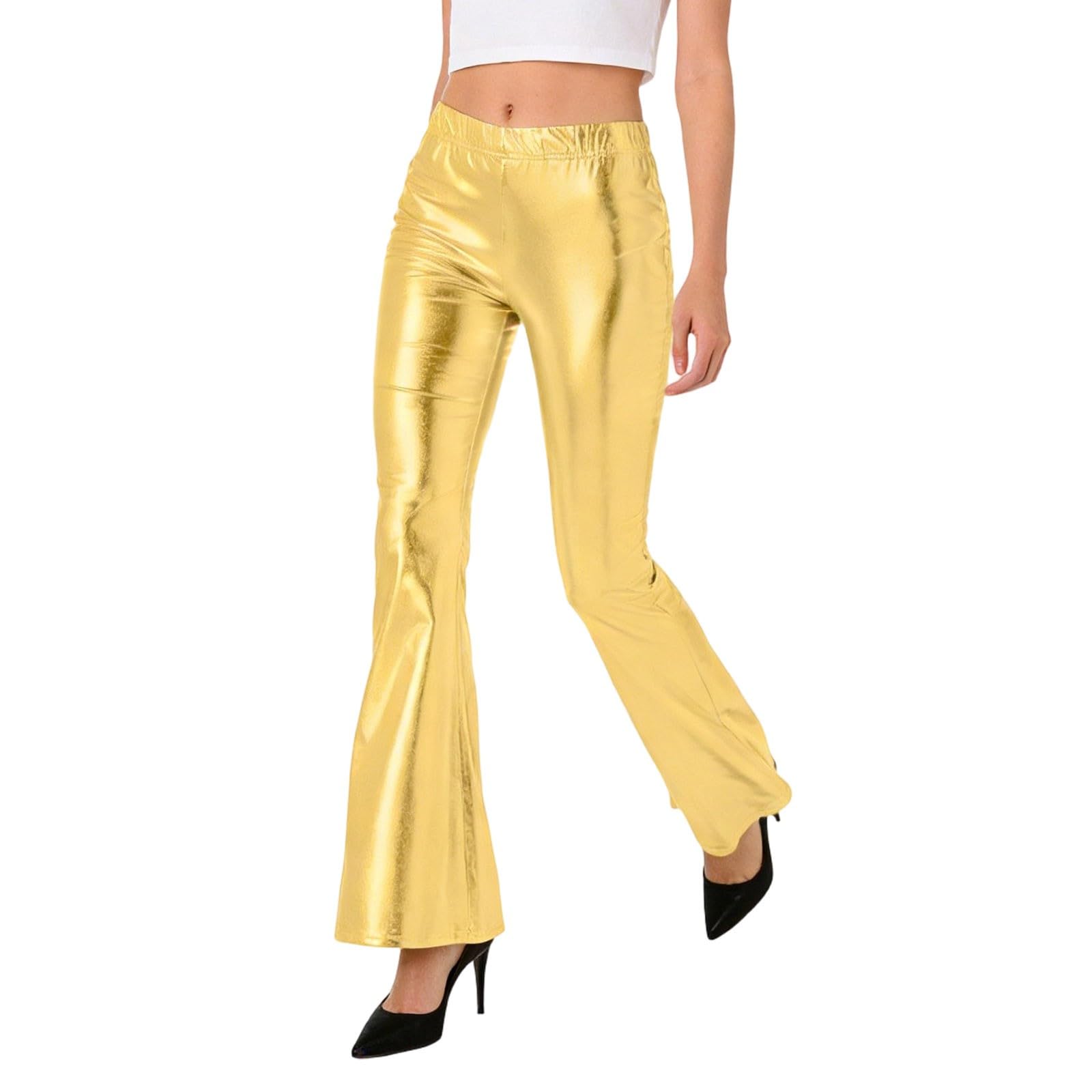 Sequin Flare Pants Sparkly Glitter High Waisted Stretchy Bell Bottoms Leggings Party Disco Clubwear for Women Fancy Dress for Dance Performance Stage Show Jazz Club Night Out Carnival