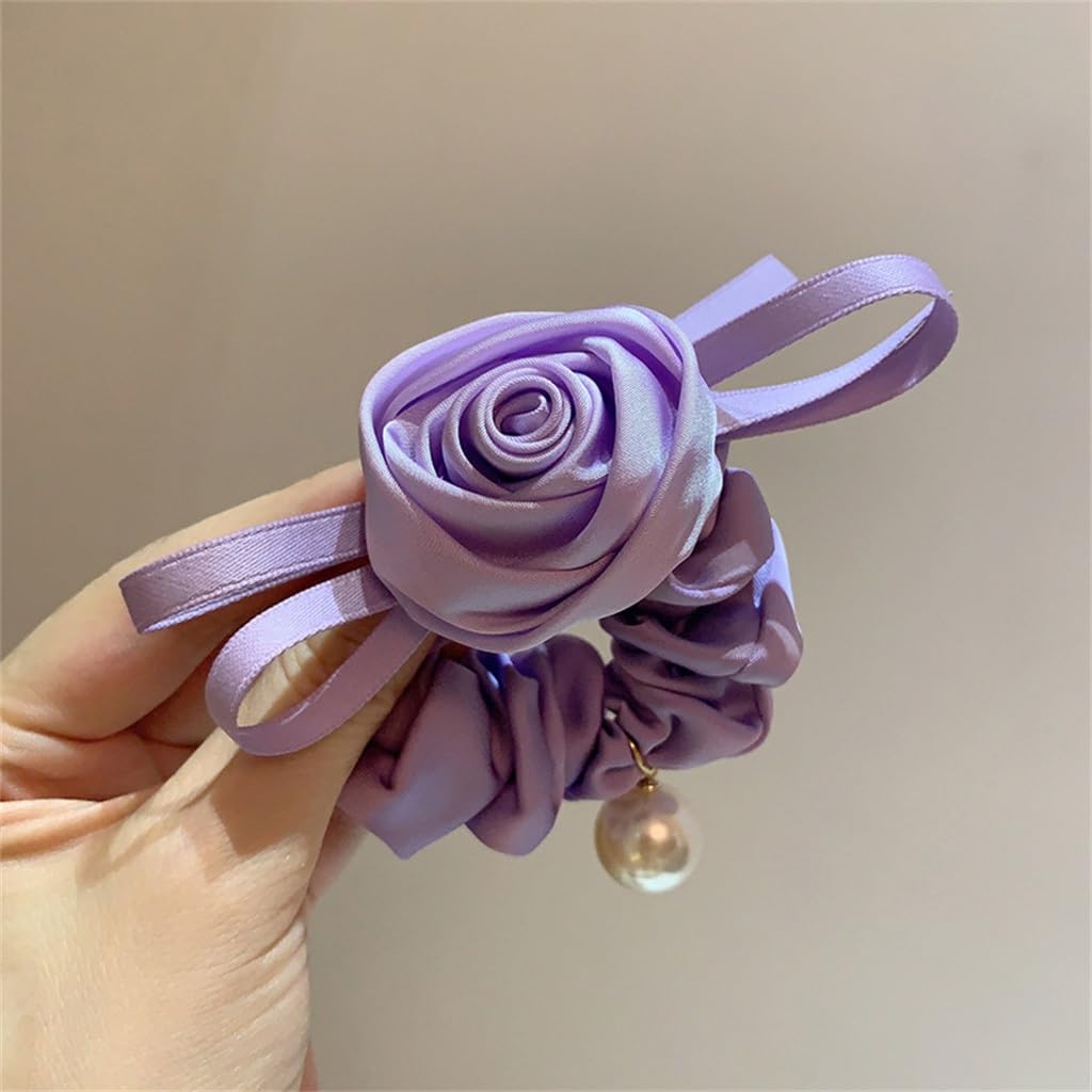 JFDBGU Diademas francesas Vintage for el Pelo, Suaves y románticas Rosas de satén, Perlas, Lazos for el Pelo, Diademas(3-Pack)
