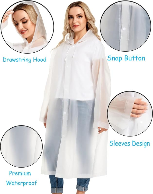 Image of OKARA EVA Waterproof Rain Coat Hooded Outdoor Water Resistant Suit Portable Men and Women