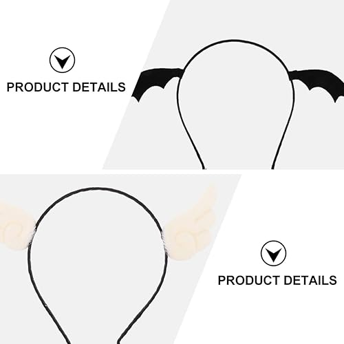 Miniatura 3 de Beaupretty 2 diademas de ala de ángel, pinzas para el pelo de dibujos animados, diademas de ángel, lindas diademas de ala del diablo para niños y