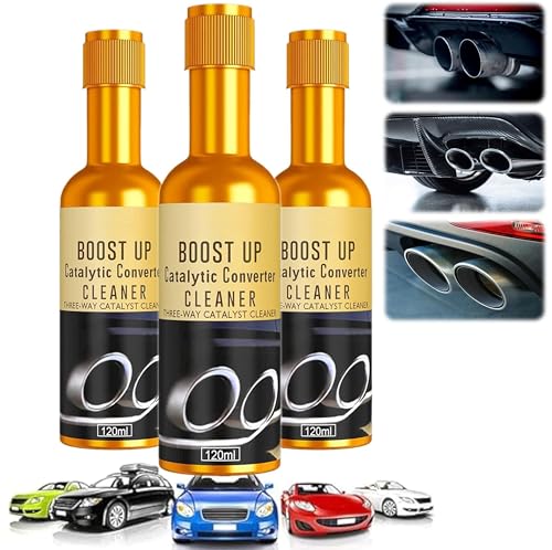 Catalytic Converter Cleaner, Exhaust System Carbon Removal Treatment, Fuel System Additive Oil for Gas & Diesel Car, Auto Engine Parts Cleaner (120ml, 3PCS)