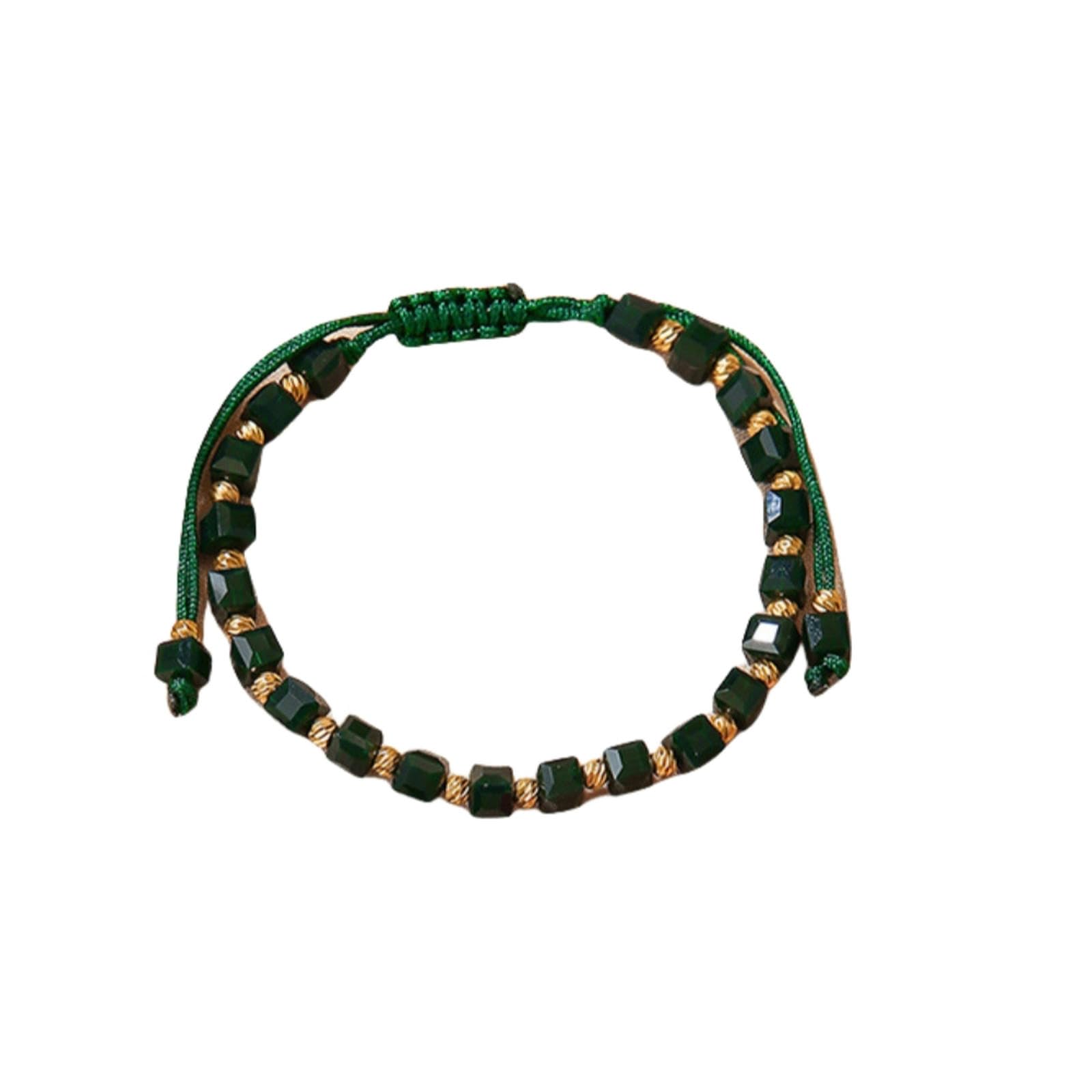 FROLDDRW bracelet Handmade Beaded Bracelets Vintage Glass Bead Bracelets Men And Women Daily Bracelets-hidden Green