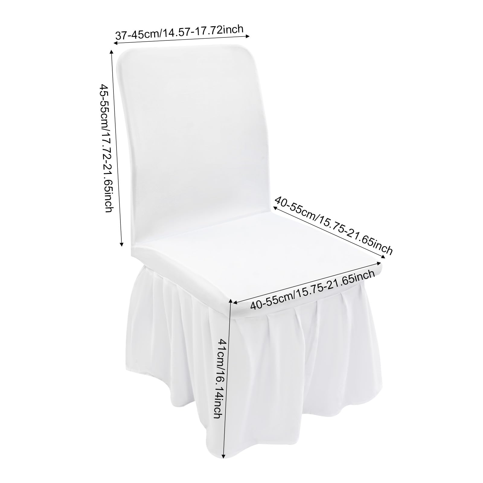 Lot de 30 housses de chaise blanches design jupe plissée pour mariage et