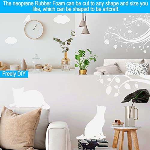 Neoprene Sponge Rubber Foam Sheets with Adhesive Backing, 12\" x 60\" x 1/2\" White Foam Roll Insulation Board Soundproof Neoprene Mat, Great for Cosplay Padding, DIY, Gaskets, Costume, Crafts