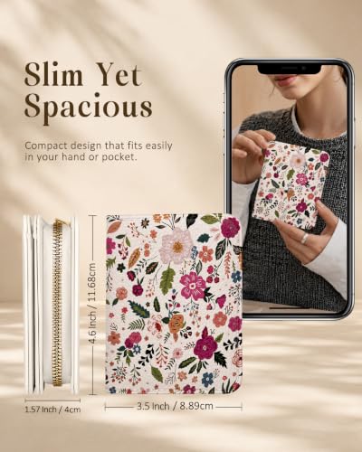 Image of Bistup Luxury Credit Card Holder for Women, Leather Card Organizer, Beige Floral