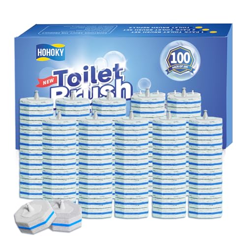 100個 バルクトイレワンドリフィル - 使い捨てトイレブラシ交換用ヘッド、家庭用クリーニング用バリューパック、バスルームクリーナー対応ヘッド、トイレマットブラシクリーニングシステム、クリーン詰め替えパッド。