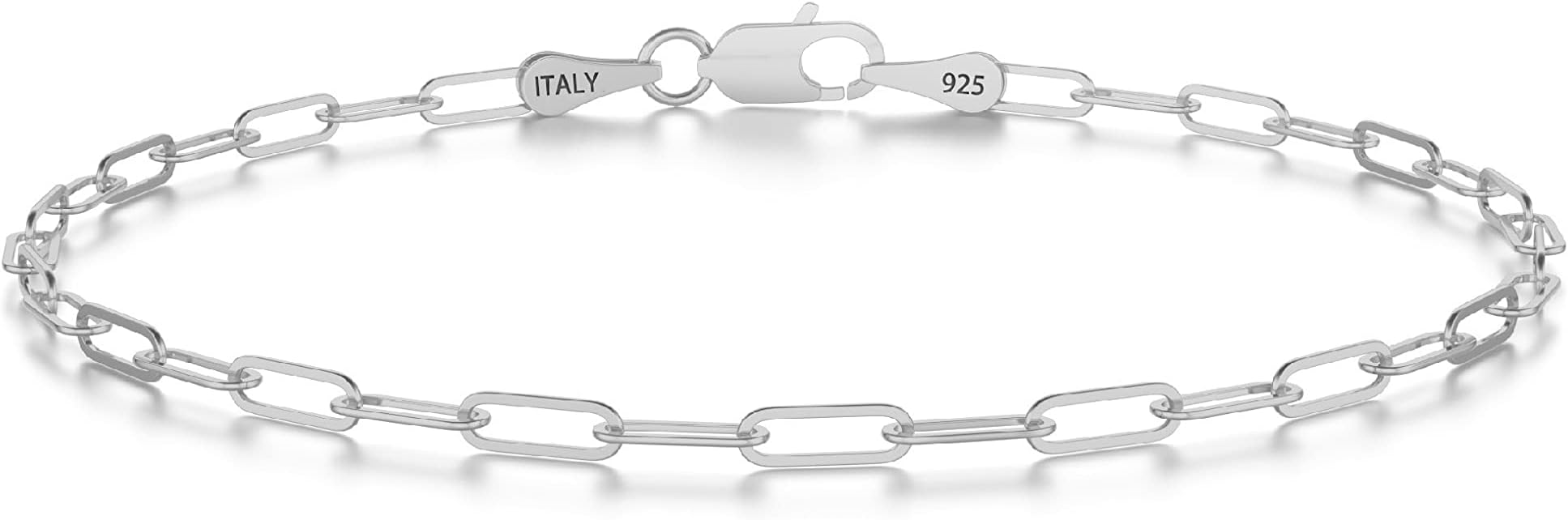 925 Sterling Silver Paperclip Chain Bracelet 3/4/5mm Silver Bracelet for Women Men Silver Bracelet 6.5-9 Inches