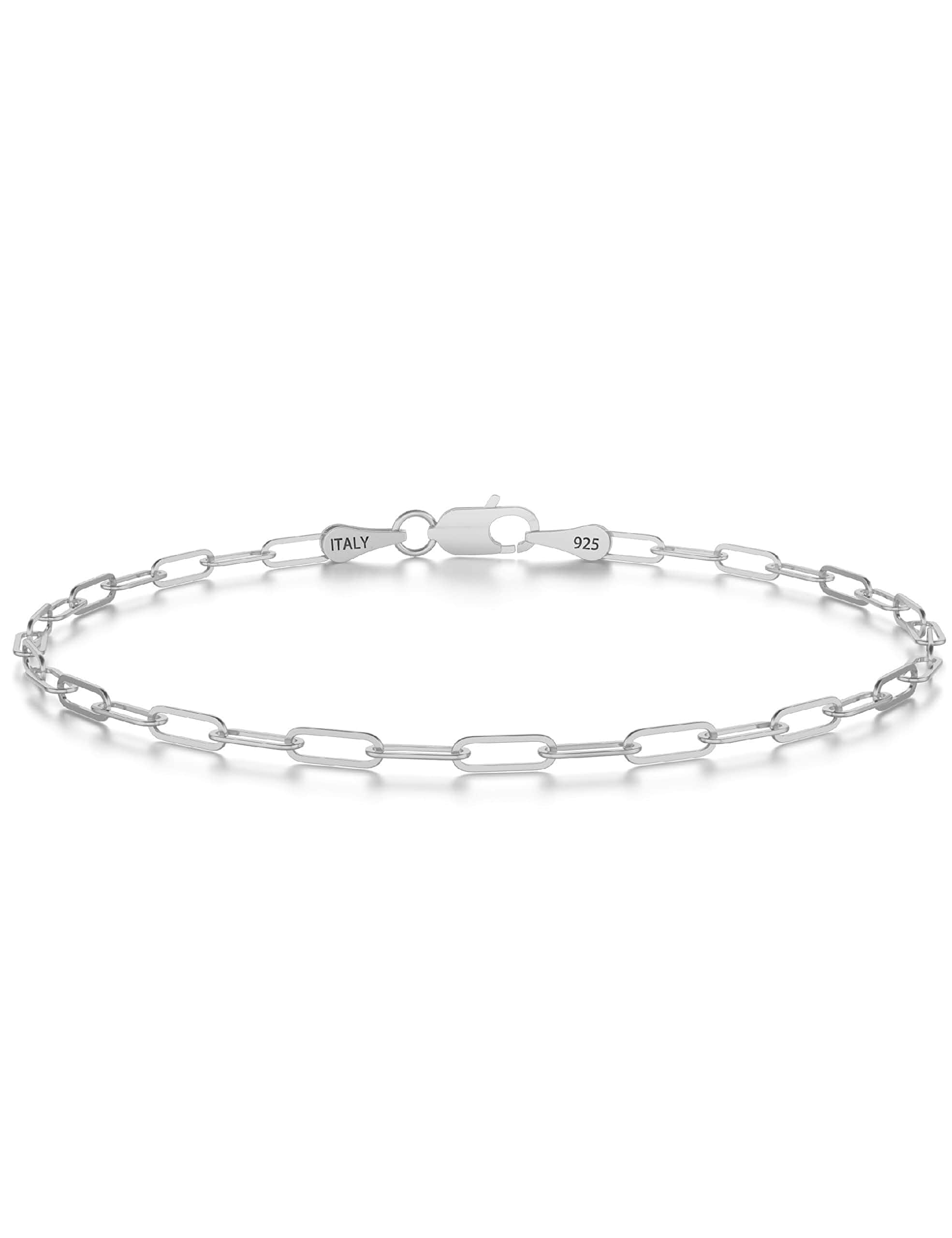 nometo 925 Sterling Silver Paperclip Chain Bracelet 3/4/5mm | Silver Bracelet for Women Men Silver Bracelet 6.5-9 Inches