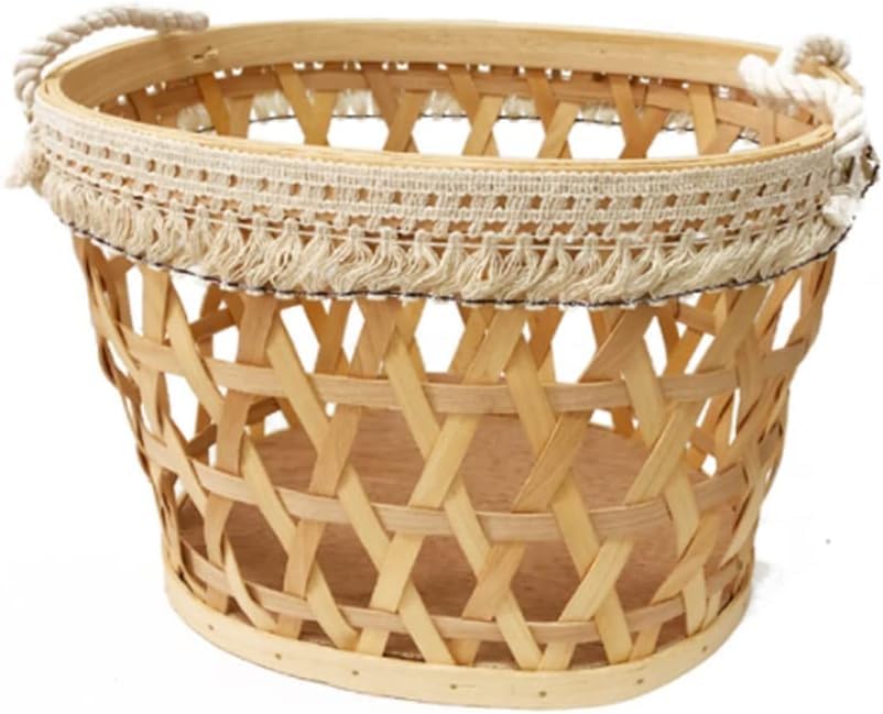 Cestas de Almacenamiento, Cesta de Almacenamiento portátil Tejida de Madera Organizador de Cocina Cesta de Pan de Fruta de Picnic Decoración de Cesta de Escritorio de mimbre pequeña (Tamaño : L) ( Siz