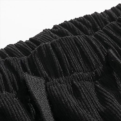 Cambkatl Men's Retro Corduroy Pants Elastic Waist Baggy Wide Leg Loose Fit Straight Drawstring Sweatpants with Pockets3