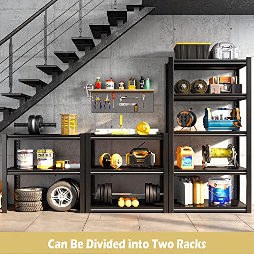 Reibii Metal Garage Shelving Heavy Duty Garage Storage Shelves, Large Wide Adjustable 5-Tier Storage Shelves, Heavy Duty Shelving Unit For Garage Pantry 2050 Lbs Capacity, 39.4"W X 17.7"D X 72"H Black #TOP1